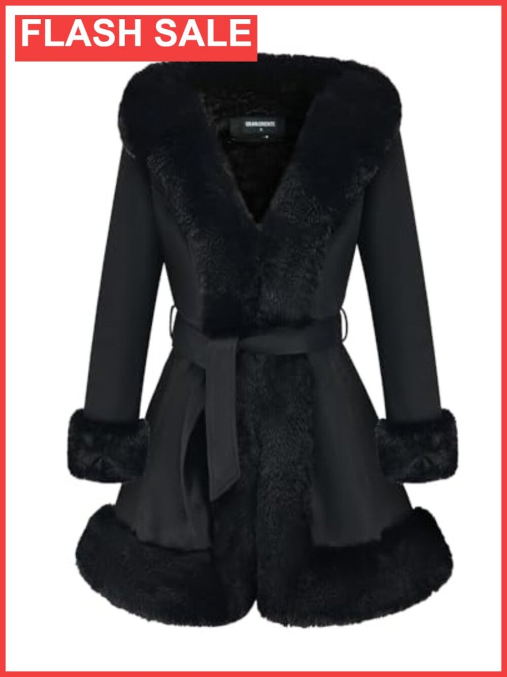 Faux Fur Leather Women's Mid Length Winter Coat Faux Fur Collar Slim Fit